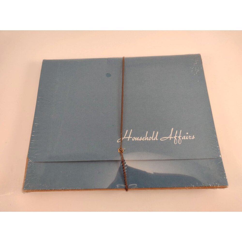 Vintage Household File Organizer 12 Pockets Blue Accordion Style Compact Office